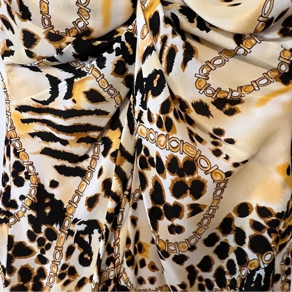 Rebecca Minkoff Silk Knotted V Neck Short Sleeve Mini Dress 2 Animal Novelty - Picture 14 of 14